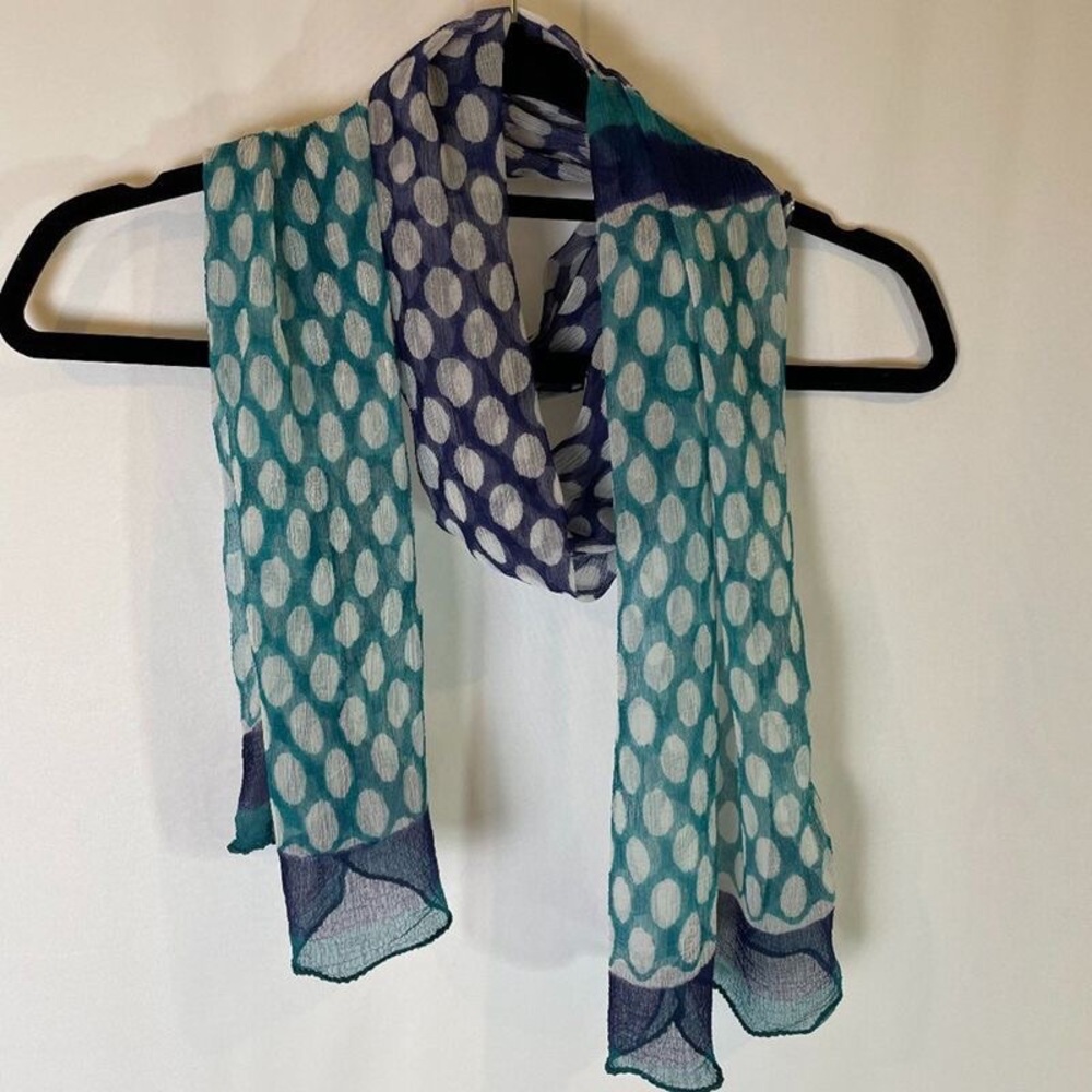 Polka Dot Sheer Scarf in Blue and Teal